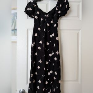 Hollister Black Floral Midi Dress
